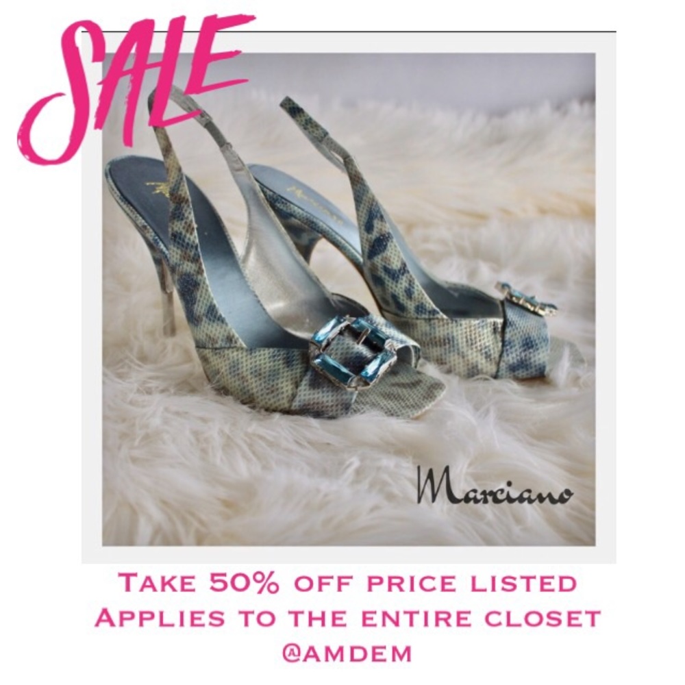 (Sz 7) Marciano Lt Green/Blue Metallic Slingbacks